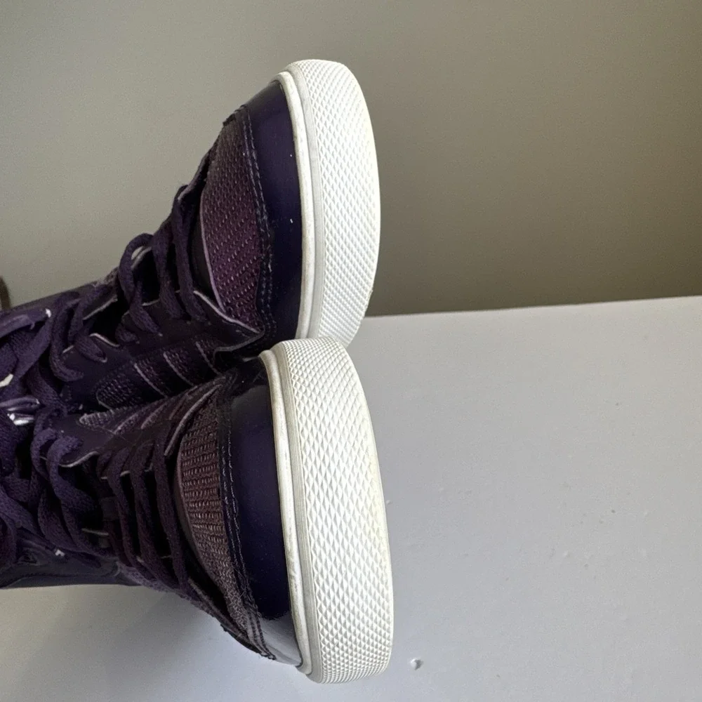Adidas Extaball High Top Sneakers Womens Shoes US 8 Dark Violet Sequins White